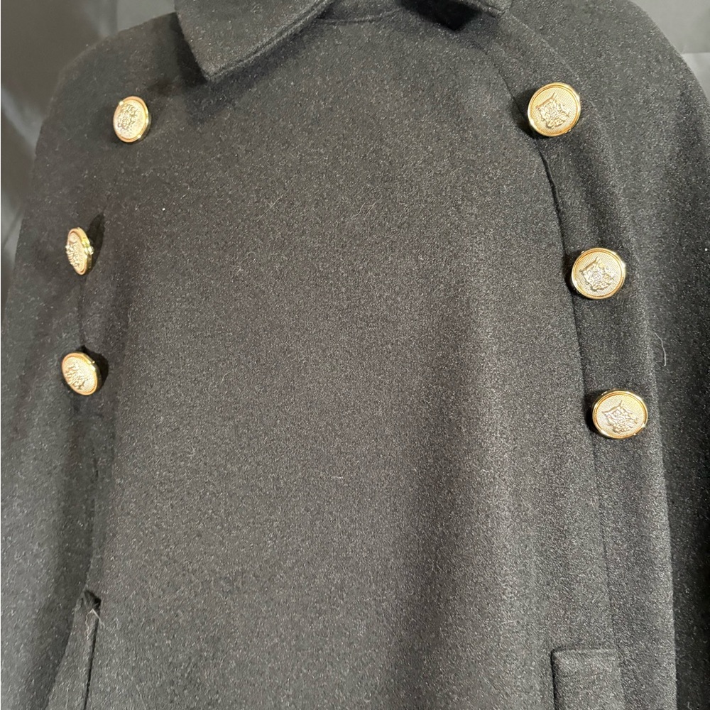 SHEIN Elegant Black Cape Coat with Gold Buttons SZ S - Picture 4 of 15